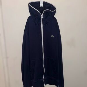 Lacoste Live Hooded Full Zippered Cotton Unisex Sweatshirt Navy
